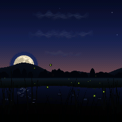 A full moon over the firefly stream