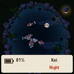 The status card from a tap on HOME: battery, scene and mood